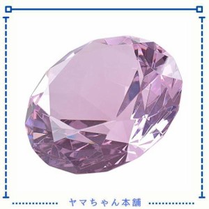 多色透明 水晶 ダイヤモンド 60mm ペーパーウェイト ガラス 家の装飾 文鎮 装飾品 誕生日 母の日 結婚記念日 プレゼント 妻 (桃色)