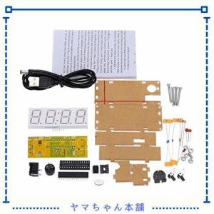 WINGONEER 4桁DIY LED電子時計キットマイクロコントローラ0.8インチ温度計付きデジタルチューブクロック時間別チャイム機能DIYキットモジ