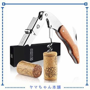 CORKAS ソムリエナイフ ワインオープナー コルク抜き プロ 本格派ソムリエナイフ シングルアクション ステンレス 木製ハンドル CK03