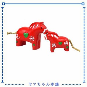 樹脂馬 ダーラヘスト 馬 置物 伝統 工芸品 インテリア オブジェ 大小2個セット