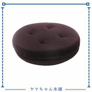 Baibu Home 座布団 丸洗い 超通気性座布団 クッション チェアクッション 丸椅子カバー ブラウン 直径34cm 固定ゴム付き 滑り止め