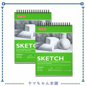 Shuttle Art スケッチブック 80枚 2冊セット スパイラル製本 画用紙 クロッキーブック お絵かき帳 落書き帳 自由帳 写生帳 サイン帳 メモ