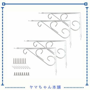 KKlewu アンティーク アイアンブラケット L型 棚受け 金物 シェルフ 4枚セット入れ ネジ付き (300mm, ホワイト)