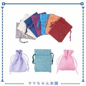 PandaHall 巾着袋 ラッピング袋 10枚入り 9x7cm 紐付き 和風収納袋 コットン袋 麻布袋 無地 ギフトバッグ ジュエリーポーチ 収納バッグ 