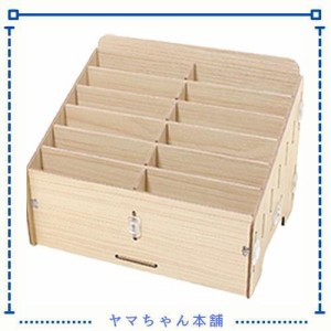 Umora 収納ボックス 多機能 携帯電話 収納ポケット オフィス用 教室用 木製 便利(12つの仕切り）