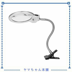 ZJchao LED 5倍拡大デスクトップ拡大鏡クランプランプ、折りたたみ可能な拡大鏡、読み取り、新聞、はんだ付け