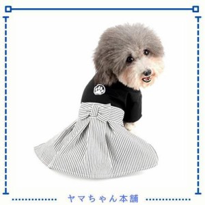 ZUNEA 犬服 和服 和装 着物 袴 小型犬 ドレス ドッグウェア 猫服 ボーダー柄 ワンピース 和風 蝶結び ペット服 スカート クリスマス ハロ