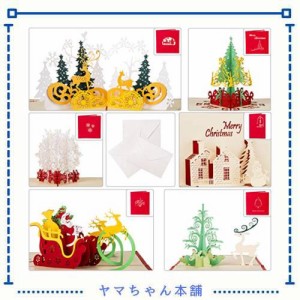 Kesote クリスマスカード 立体 3D グリーティングカード 立体カード 6枚セット 飛び出す クリスマス飾り 祝い メッセージカード 封筒付き
