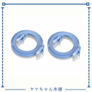 COOSEED フラットケーブル LANケーブル 10m Cat6 ストレート 10m*2本 ブルー「１つパッケージ2本が含まれています」