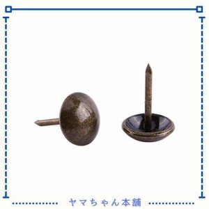 Qiilu 【100個】 押しピン 画鋲 画びょう 鉄製ピン クリップ ブロンズトーン ボード 太鼓鋲 留め具 装飾品釘 アンティーク調 ソファー シ