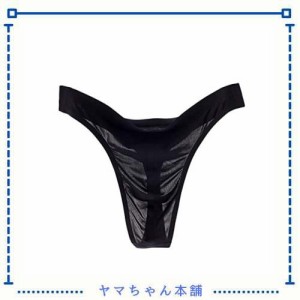 [Jutazon] メンズＴバック セクシー薄い パンツ ビキニブリーフ ローライズアンダーウェア 通気性 インナーパンツ (ブラック, L)