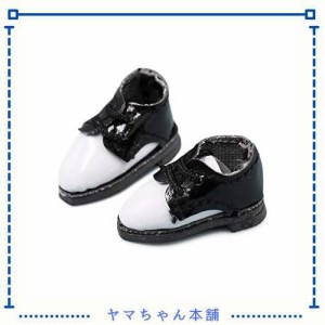 [ISHR] オビツ11 OB11 サイズ オビツドール 11cmボディ用靴 紳士靴 革靴 5色 (ブラック×ホワイト)