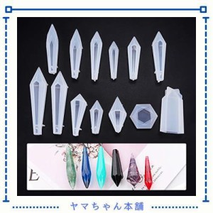 FineInno 水晶 シリコンモールド 13セット ペンデュラム 占い エポキシ樹脂 UVレジン型 DIY モールド レジン かた シリコン 宝石 (13セッ