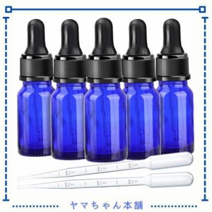 Teenitor 遮光瓶 10ml 遮光ビン 5本 アロマ用遮光瓶 アロマ保存容器 ガラス製 スポイト付き遮光瓶 アロマ用ドロッパー付き遮光瓶 青色 遮