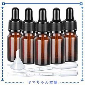 Teenitor 遮光瓶 10ml アロマ用遮光瓶 5本 スポイト付き遮光瓶 茶色遮光スポイト瓶 アロマ保存容器 ガラス製 茶色遮光瓶 アロマ瓶 精油瓶