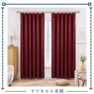 Deconovo 1級遮光カーテン 幅100cm丈80cm レッド おしゃれ UVカット 保温 断熱 節電対策 昼夜目隠し 2枚組