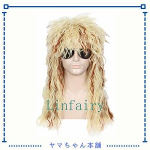 Linfairy Heavy Metal Rocker Adult Wig メンズコスチュームヘアアクセサリーヘビーメタルロッカーコスプレロング コスプレ ウィッグ (bl