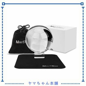 MerryNine マジック クリスタルボール110mm 無色透明 水晶玉 クリスタル台座付き 拭き取り布 フランネルバッグ 風水グッズ インテリア 置