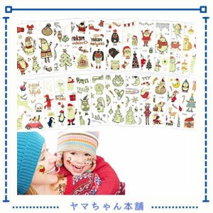 Fanoshon タトゥーシール クリスマス 顔 光る こども コスプレ 24枚ボディペイントシール キッズ かわいい フェイスシール 文字 長持ち水