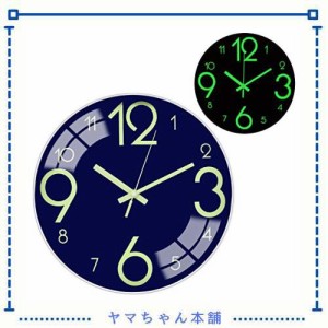 BECANOE 壁掛け時計 夜光 連続秒針 北欧 掛け時計 静音 アラビア数字 電池式 装飾 雑貨 ブルー 時計
