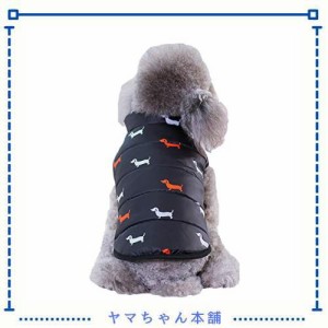 Ymgot ドッグ 犬服 秋冬 防寒 ダウン風 ドッグウェア ダウンベスト ペット服 コート (L, ブラック)