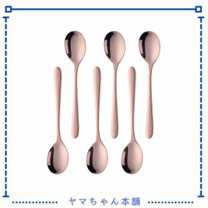 Dongbo コーヒースプーン ティースプーン デザートスプーン 15.4ｃｍ 18-8ステンレス 6本セット ローズゴールド 安全 抗菌 食洗機対応