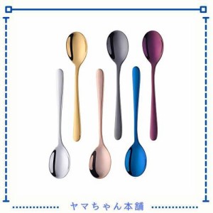 Dongbo コーヒースプーン ティースプーン デザートスプーン 15.4ｃｍ 18-8ステンレス 6本セット 6色 安全 抗菌 食洗機対応