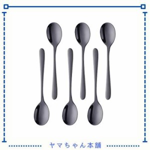 Dongbo コーヒースプーン ティースプーン デザートスプーン 15.4ｃｍ 18-8ステンレス 6本セット ブラック 安全 抗菌 食洗機対応