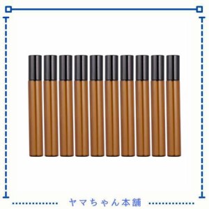 Frcolor ロールオンボトル アロマ保存容器 ガラス 精油 香水 詰め替え可能 小分け用 多機能 10ml 10本セット（茶色）