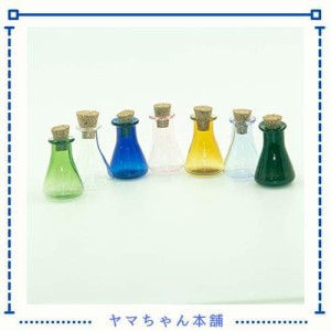 コルク栓付きのミニカラーガラス瓶、ペンダント瓶、飾り瓶-7色混合