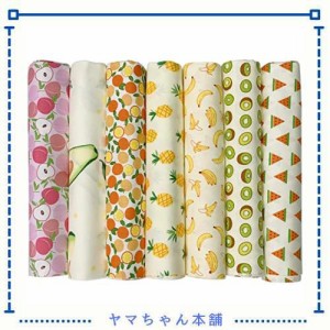 7枚 手芸用 カットクロス はぎれ 生地 パッチワーク DIY 花柄 56×46cm 綿 布セット（果物）