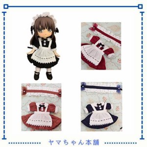 rakulifey オビツ11衣装 ワンピース オビツ11服 メイド服 髪飾り付き オビツドール11ｃm用 ４色 (ダークブルー)