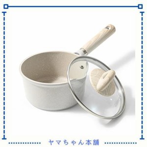 CAROTE カローテ 片手鍋16cm 蓋付き IH対応 ミルクパン PFOA PFOS フリー マーブルコーティング くっつきにくく洗いやすい 一人鍋 揚げ物