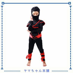 [MUXIU] 忍者 ハロウィン 仮装 男の子 コスプレ 憧れの忍者になれる 子供 パーティー イベント 演出服 スーツ タトゥーシール 6点セット 