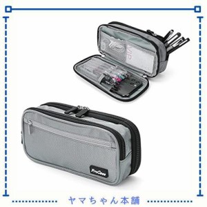 ProCase ペンケース 大容量 筆箱 シンプル 機能的 学生用 社会人用 多機能 ？ グレー