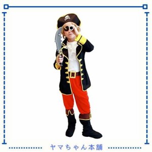 [ZYJ] 子供 カリブ 海賊 衣装 セット パイレーツ オブ カリビアン パーティ ハロウィン コスプレ コスチューム (黒+赤, M)