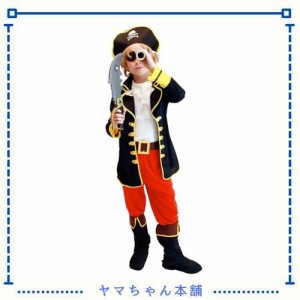 [ZYJ] 子供 カリブ 海賊 衣装 セット パイレーツ オブ カリビアン パーティ ハロウィン コスプレ コスチューム (黒+赤, L)