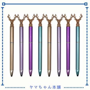 Maydahui おしゃれ クリスマス 鹿 ボールペン 12本セット 0.5mm 黒インク 油性 かわいい キラキラ クリスタル 文房具 ギフト 可愛い 子供