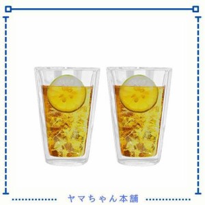 COLOCUP ダブルウォールグラス 保冷 保温 タンブラー 耐熱 二重構造 ロックグラス 2個 セット (400ML)