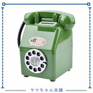 貯金箱 公衆電話 500円玉 ダイヤル式 昭和 80’s レトロ 玩具 おもちゃ ATM 雑貨 (緑)