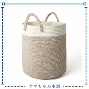 LA JOLIE MUSE 収納バスケット ランドリーバスケット 大型 コットンロープ 編み込み 40.5 x 35.5 x 35.5cm おもちゃ収納 保育園