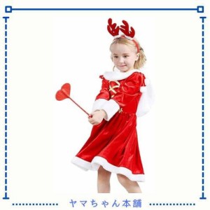 [Ahmed] クリスマス 衣装 キッズ 女の子 ガールズ コスプレ衣装 エルク子供 サンタ コスチューム ワンピース キッズ サンタクロース 3点