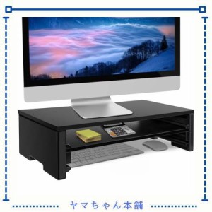 EAYHM モニター台 二段式 机上台 木製面板42.5x23.5CM PCキーボード收？ラック パソコン スタンド プリンター台