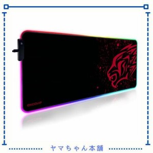 excovip RGB ゲーミングマウスパッド 大型 800*300*4mm マウスパッド 拡張 USB LED 発光 マウスパッド 7色の発光色 カラフル滑り止め ラ