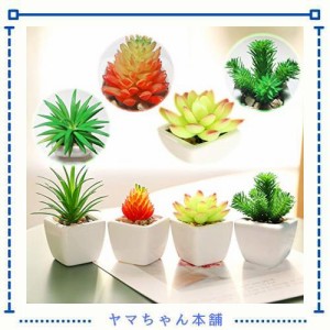 いい生活 4点セット 人工多肉植物 ミニ 植物鉢植え 枯れない 白い正方形の植木鉢 観葉植物 室内 ホーム 庭 装？ デコレーション (セラミ