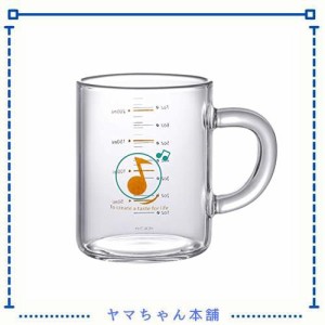 ミルクカップ 計量カップ 耐熱ガラス コーヒー ジュース お茶 ミルクグラス ガラスカップ ハンドル付き 2目盛り付き ML OZ メジャーカッ