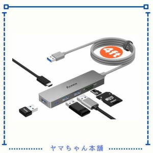 Aceele USBハブ USBポート USB 3.0ハブ超薄型6-in-1 SD/TFスロット+3*USB 3.0ポート+ Micro USB電源ポート 1.2 m延長ケーブル 5GBPS超高