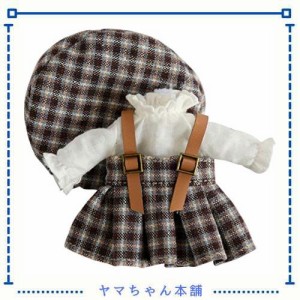 HIGHAWKオビツ11服 OB11 サイズ衣装 11cmボディ用 吊りスカート ベレー帽 長袖 女生 オビツドール オビツ服 お洋服 人形用 チェック柄 3