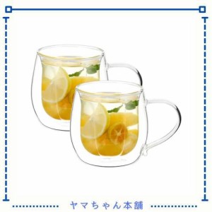 VKCHEF ダブルウォール グラス カップ 230ml 二重構造 耐熱ガラス マグカップ 透明 花の形 グラスコップ ティーカップ おしゃれ 保温 保