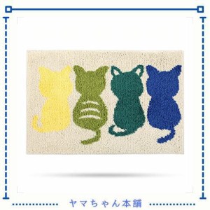 玄関マット かわいい バスマット おしゃれ 猫柄 足ふきマット 40x60cm お風呂マット 吸水速乾 グラデーション シャギー ふわふわ 丸洗い 